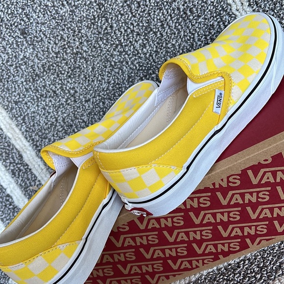 Vans Classic Slip-On Checkerboard Cyber Yellow True White Men’s - Picture 15 of 16